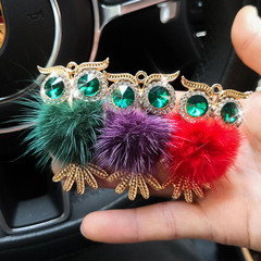 Retro Plush Diamond Owl Car Air Freshener Clip Car Air Vent Decorative Accessory Scented Soap Holder