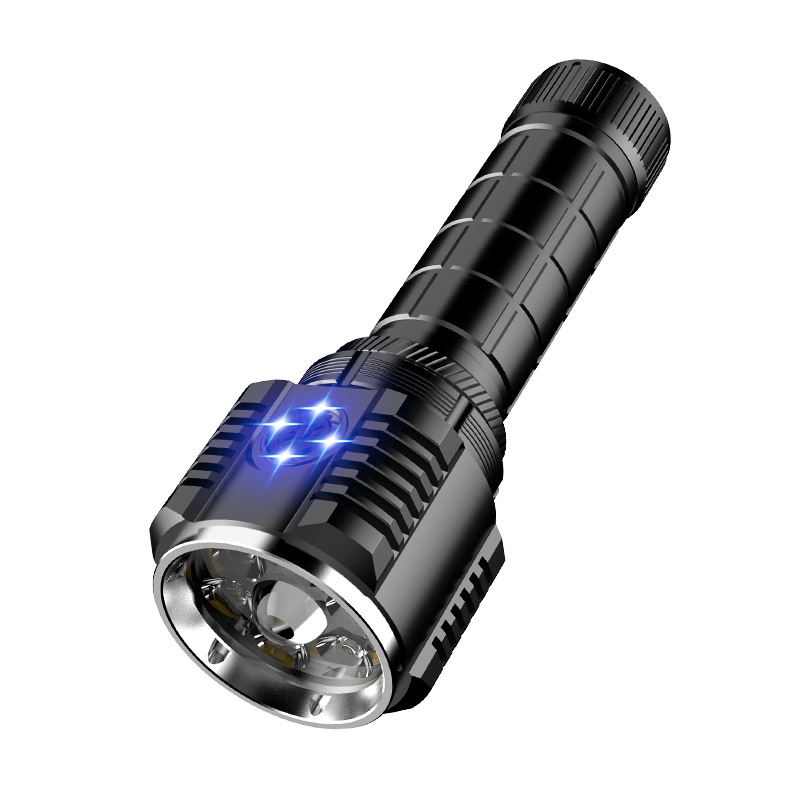 Linterna de alta potencia, láser blanco, batería desmontable 26800, linterna de largo alcance de luz fuerte, linterna exterior de aleación de aluminio
