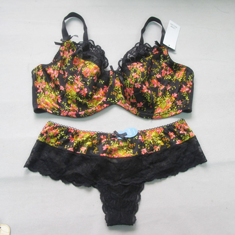 European and American plus size large cup bra case with steel ring ultra-thin fat girl big chest small underwear 90E95E95F100EF