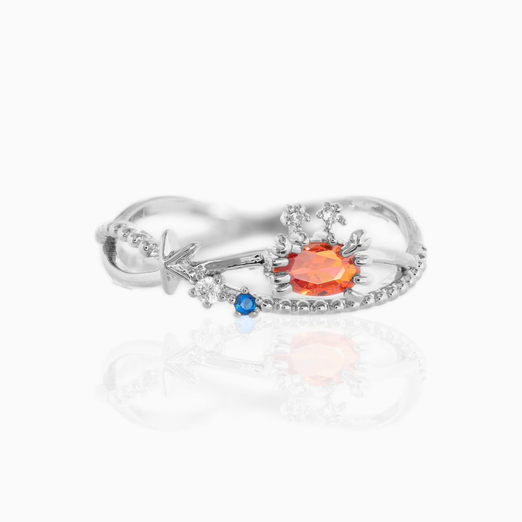 INS Style Marine Animal Ring Fresh Cute Crab Seahorse Color Zircon Ring Bracelet in Stock
