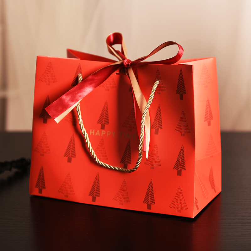 Cartón blanco - árbol de la suerte rojo (rojo dorado) - tamaño pequeño 18 * 16 * 10cm (tres)