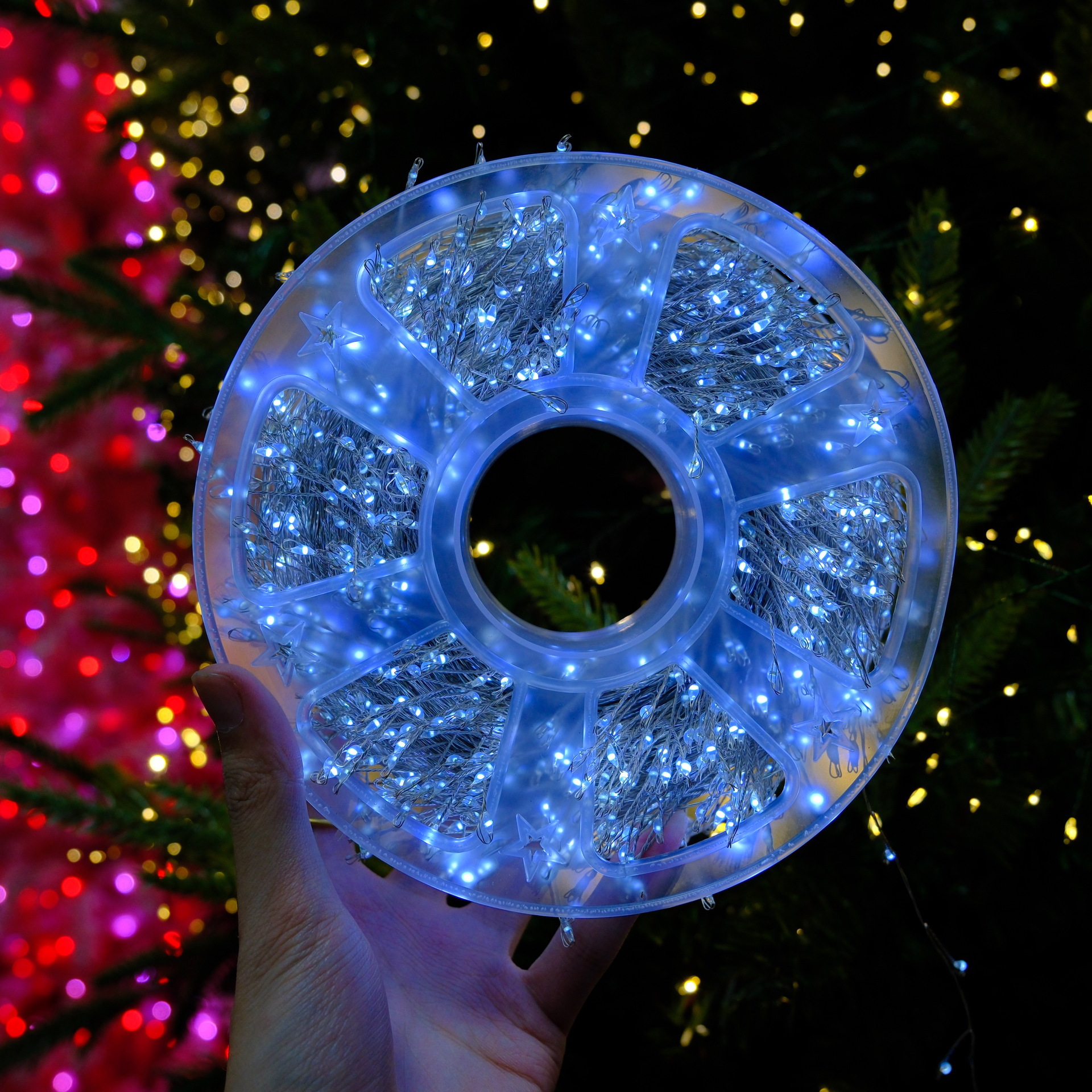 Control remoto transfronterizo árbol de Navidad lámpara de alambre de cobre lámpara petardos estrella de caña colgando árbol interior y exterior lámpara de Navidad