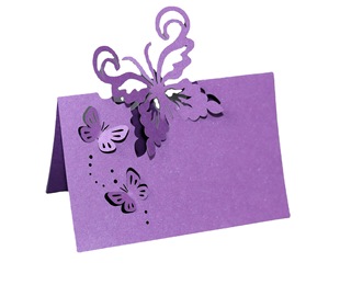 Laser hollow seat card three-dimensional butterfly table card wedding sign-in table purple paper card Zhejiang wholesale