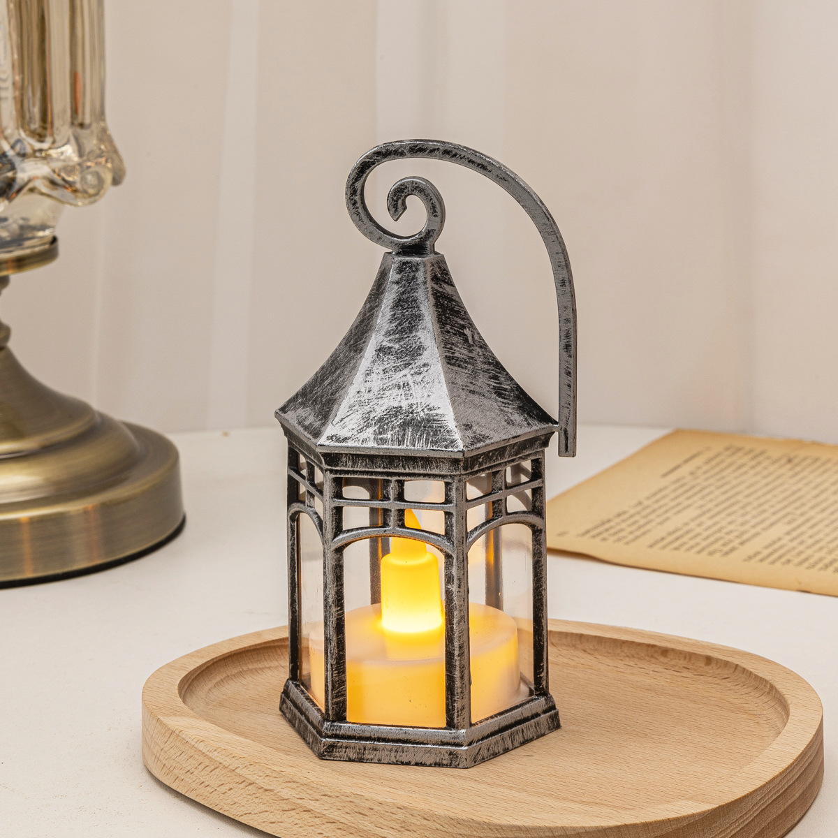 교회 육각형 바람 램프 복고풍 실버