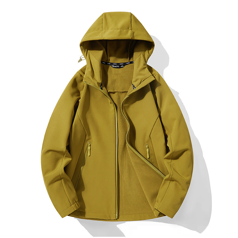 Outdoor Soft Shell Jacket for Men and Women in Autumn and Winter Fleece-Lined Thickeneded Warm Jacket Loose Large Size Hooded Warm Jacket