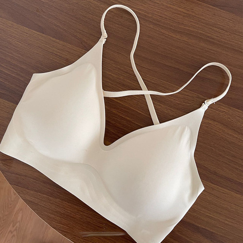 678 Expanded Cross Beautiful Back Jelly Small Breast Push Up Underwear Thin Seamless Backless Revealing Chest Revealing Comic Bra for Women