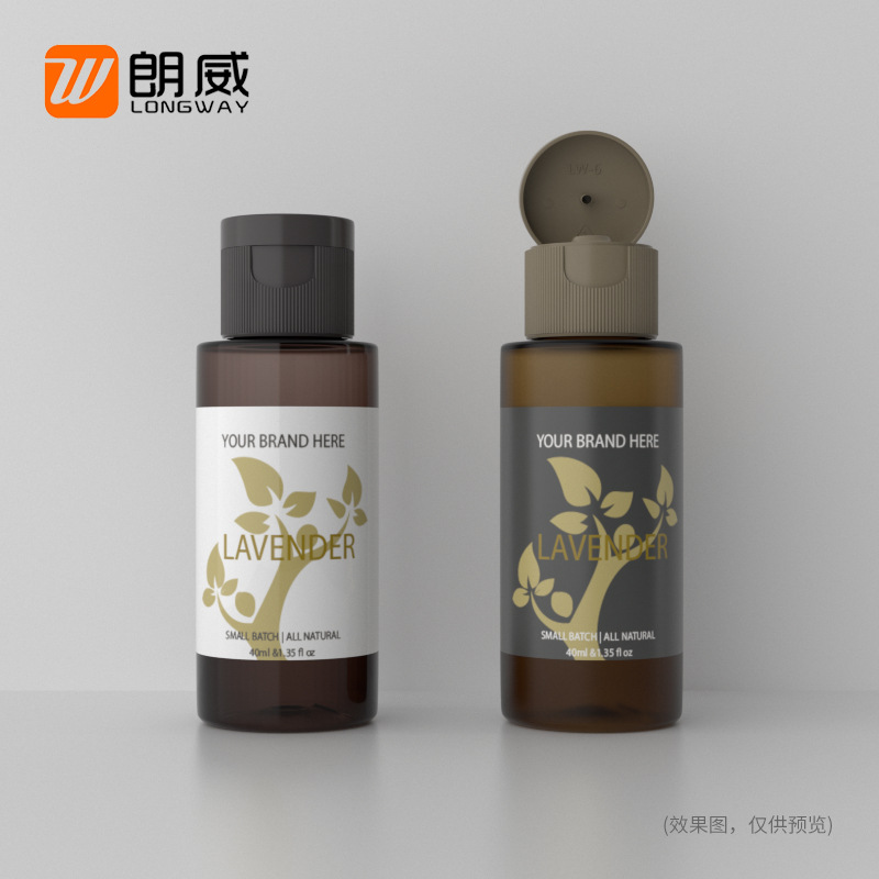 40ml botella de Flip de hombro plano botella de plástico para mascotas sub-botella de rocío puro botella de loción botella de aceite limpiador