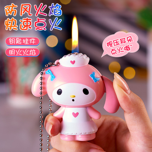 Melody figure chain lighter Sanrio figure gas lighter creative INS internet celebrity lighter