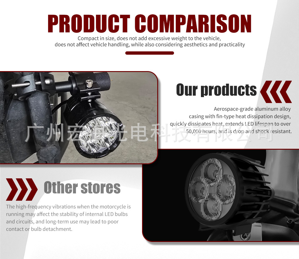 Motorcycle 6-bead 60W LED headlight, high-power vehicle light, electric vehicle light, external light, flash beam spotlight 80V