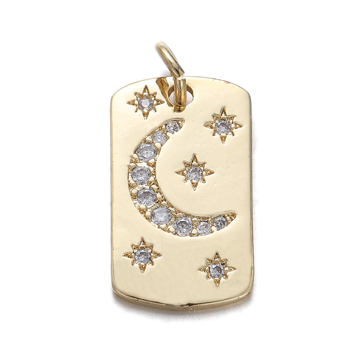 15g Weight Pendant Jewelry Making Type Zircon Inlay Material 1 Piece Copper Zircon Color Block Starry Sky Moon Pendant DIY Jewelry Accessories Bracelets Earrings