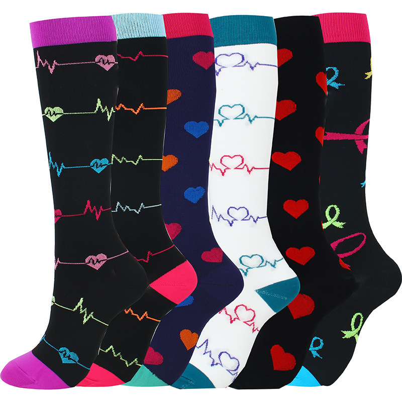 100g Weight Sock Classification 2 Pieces Quantity Sports Multicolor Polka Dots Heart Shape Jacquard Over The Knee Socks 2 Pieces