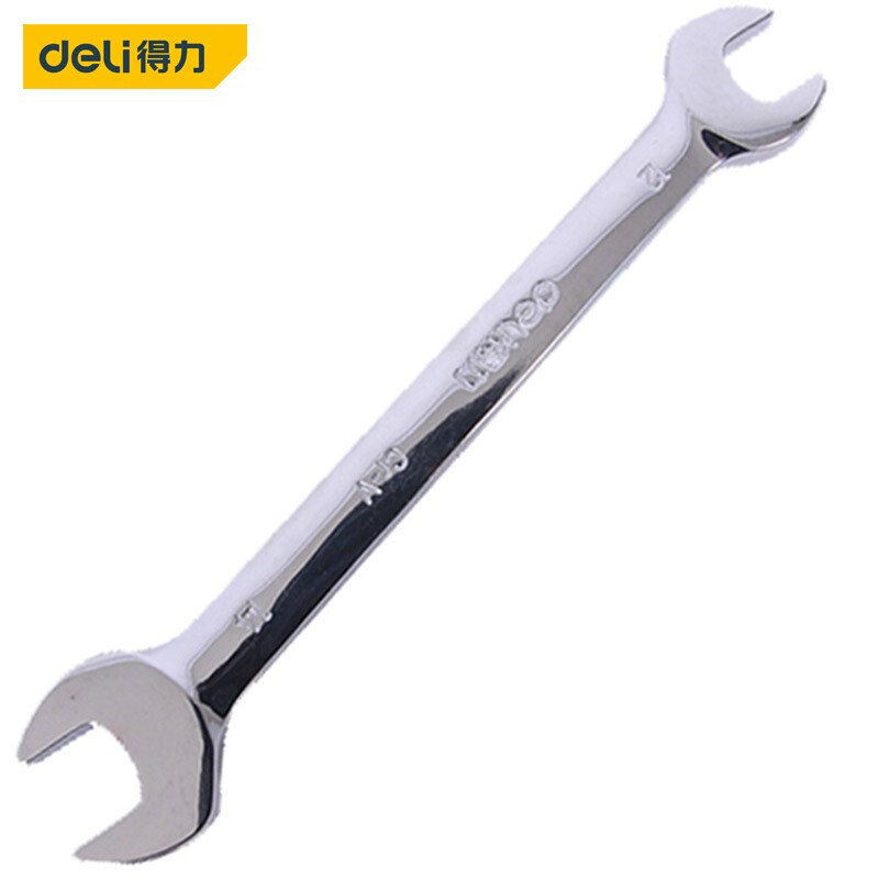 得力工具DL161113 镜面双头开口扳手汽修呆头扳手11x13mm