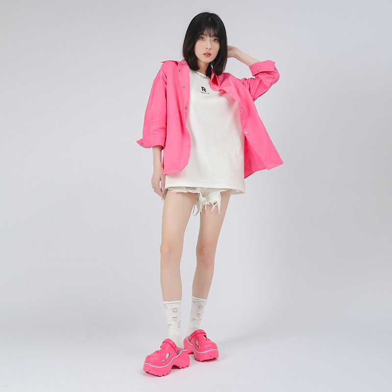 Eva agujero zapatillas de moda de verano de las mujeres al aire libre aumento de la altura zapatillas hogar interior hogar antideslizante agujero zapatos