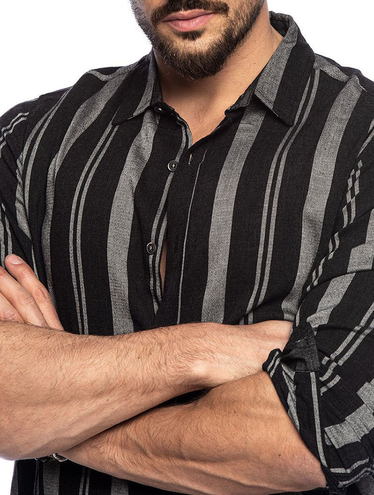 2023 printemps chemises hommes rayures verticales chemises mince hommes revers décontracté à manches longues Chemise Homme Chemise Homme Chemise de smoking_voghion.com