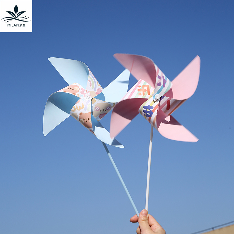 Regalo del Día de los niños tridimensional colorido molino de viento juguete hecho a mano material de bricolaje paquete flores ramo caja de regalo Decoración