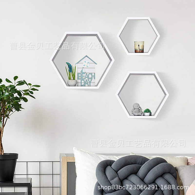 Creative wooden hexagonal frame backgrou...