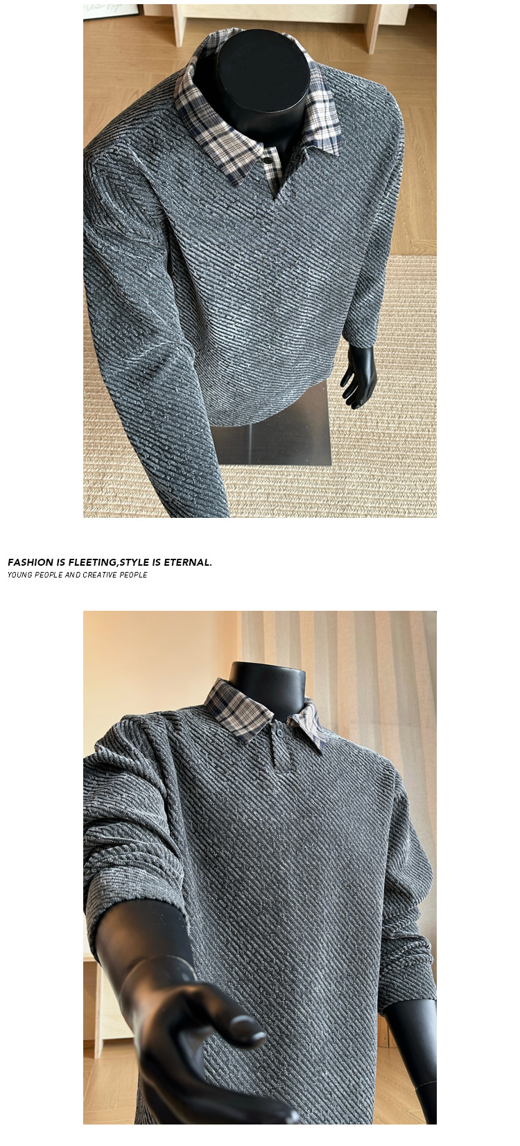 Amerikaanse retro polo sweatshirt met houndstooth voor iedereen_voghion.com