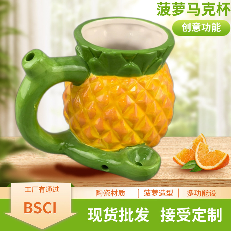 Creativo multifuncional piña cerámica café Mark taza de fresa taza de leche en forma de fruta taza de naranja taza de oficina