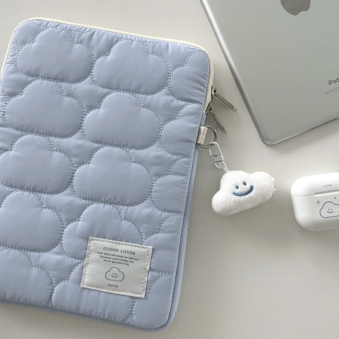 Cross-Border Korean Cute Cloud Embroider iPad Tablet Bag Ins11/13/ 15inch Laptop Cosmetics Bag