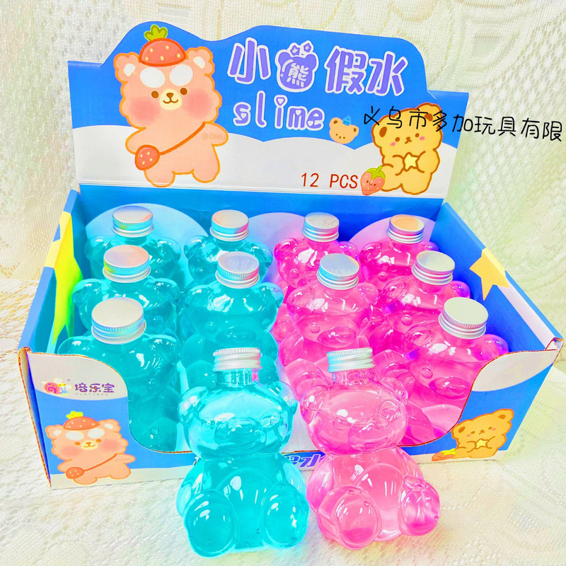 Bear fake water shape cute bottled shape colored mud non-stick hand slim little red book same creative toy