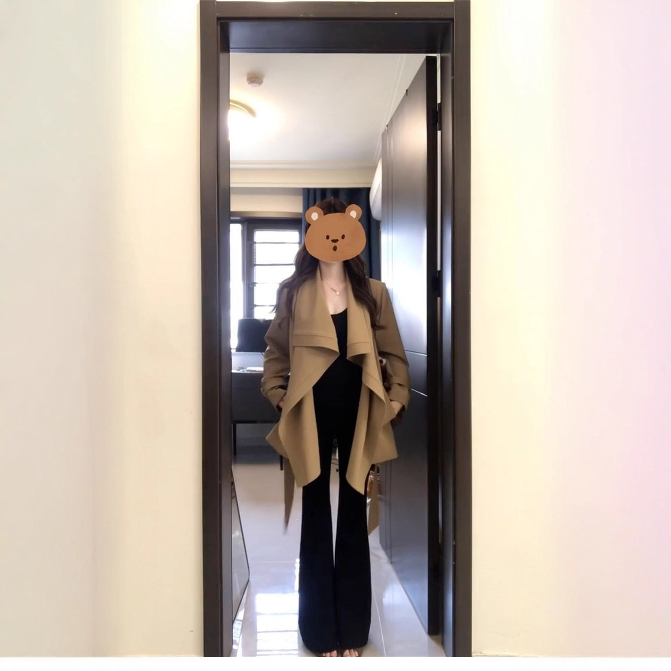 Khaki demi-season trench coat
