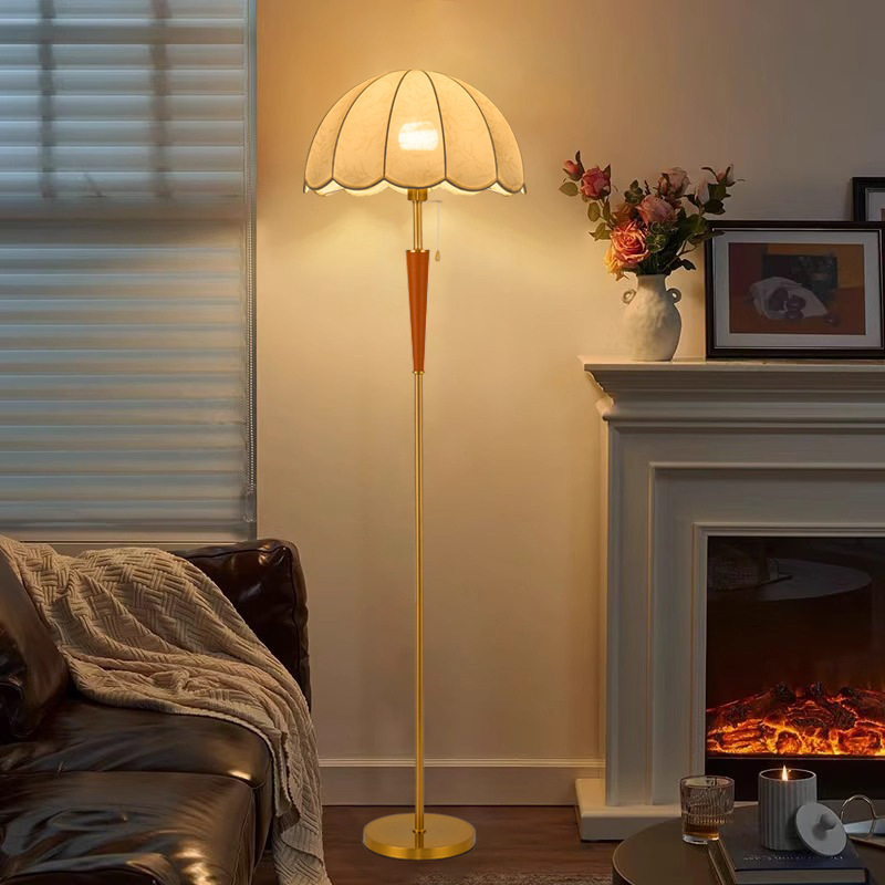 Petal living room floor lamp high sense Zhongshan lamps bedroom bedside lamp study pleated decorative floor atmosphere lamp