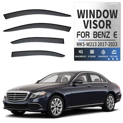 Window visor, Rain shield - standard-packing-without-logo-mercedes-benz-e-class-short-wheelbase-mk5-w213-2017-2023-acrylic-windshield-rain-guards-no-bright-trim