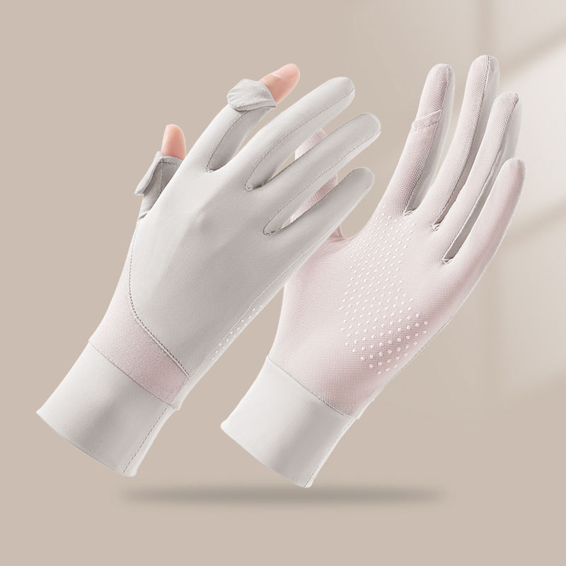 Guantes de seda de hielo de verano, nuevo estilo, protección solar, protección UV, sensación de frío, transpirable y antideslizante, guantes de ciclismo con todos los dedos