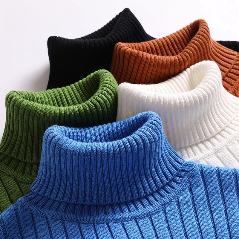 Demi-season trend base retro solid color knitted sweater