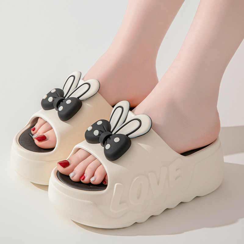 Thick Sole Slippers For Women, Summer Indoor Home Fashion Bowknot Ins Style Height Increasing Cool Slippers, Bathroom Non-Slip Outdoor Wear_vogvips.com