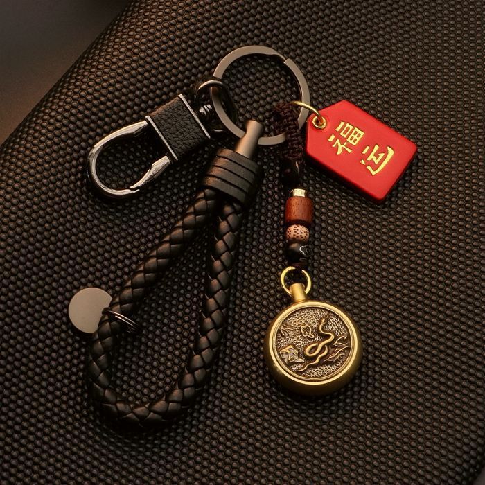 Llavero latón vuelta Zodiaco conejo dragón ovejas creativo llavero hombres personalidad pareja exquisito colgante