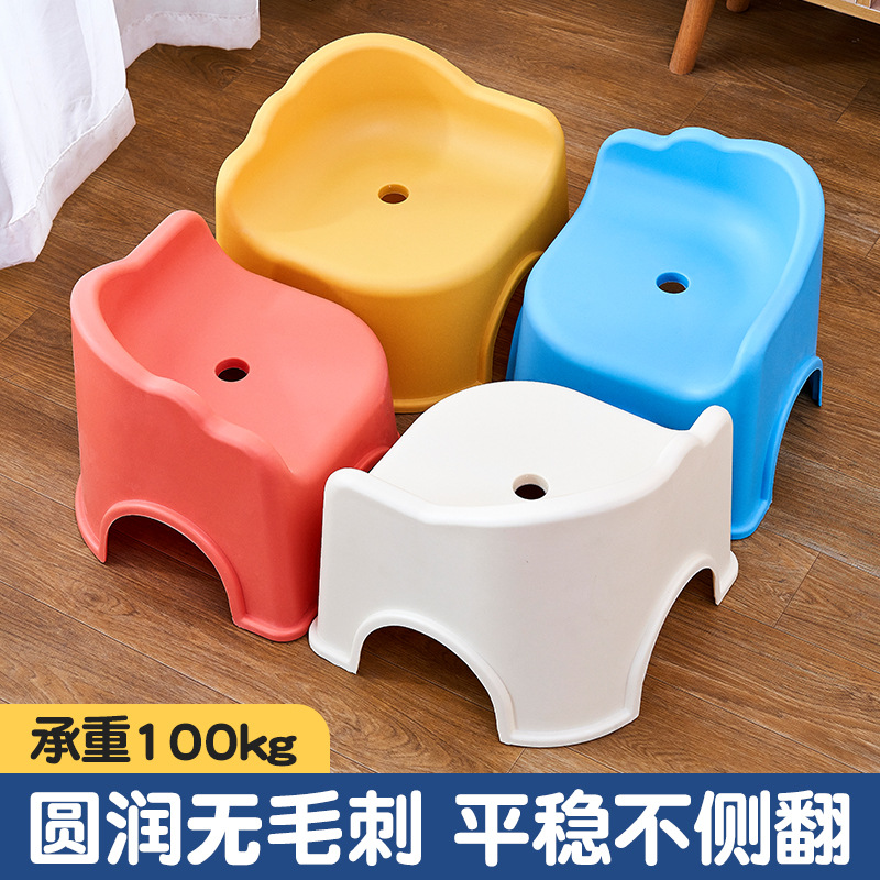 Factory Direct Sales Children's Stool Baby Chair Household Bench Plastic Low Stool Living Room Backrest Shoe Changing Stool Can Be Stacked