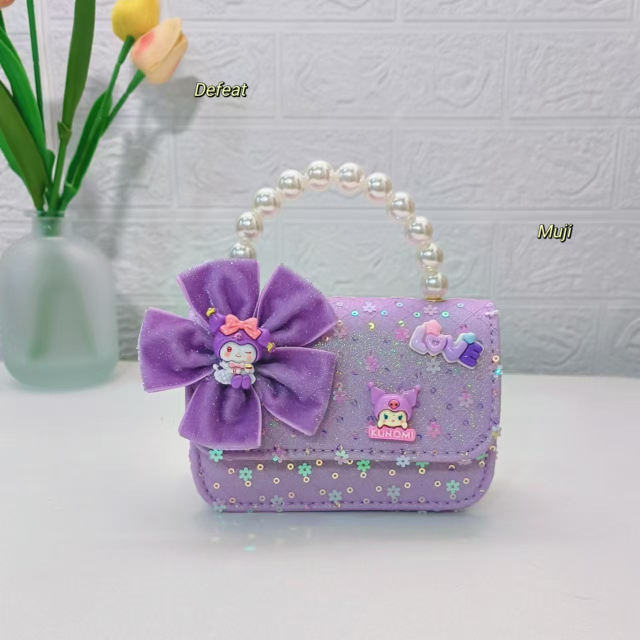 Bolsas de mano de perlas de arco, bolsas de dibujos animados, bolsas de niños, bolsas de cambio para niñas, bolsas de accesorios, bolsas de cadena, bolsas de sequillas