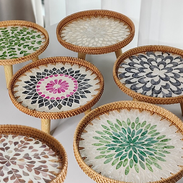 Wholesale Rattan Shell Coffee Table European-Style Bay Window Small Table Tatami Small Low Table Home Sofa Side Table Small