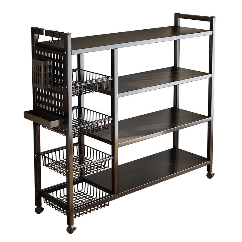 Estante de almacenamiento de cocina Estante de almacenamiento multicapa de piso Cesta multifuncional de frutas y verduras Horno de microondas Estante de almacenamiento de artículos