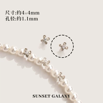 Spacer Beads Handmade DIY – Zərgərlik ara hissələri - white-k-small-osmanthus-white-diamond-10-pieces