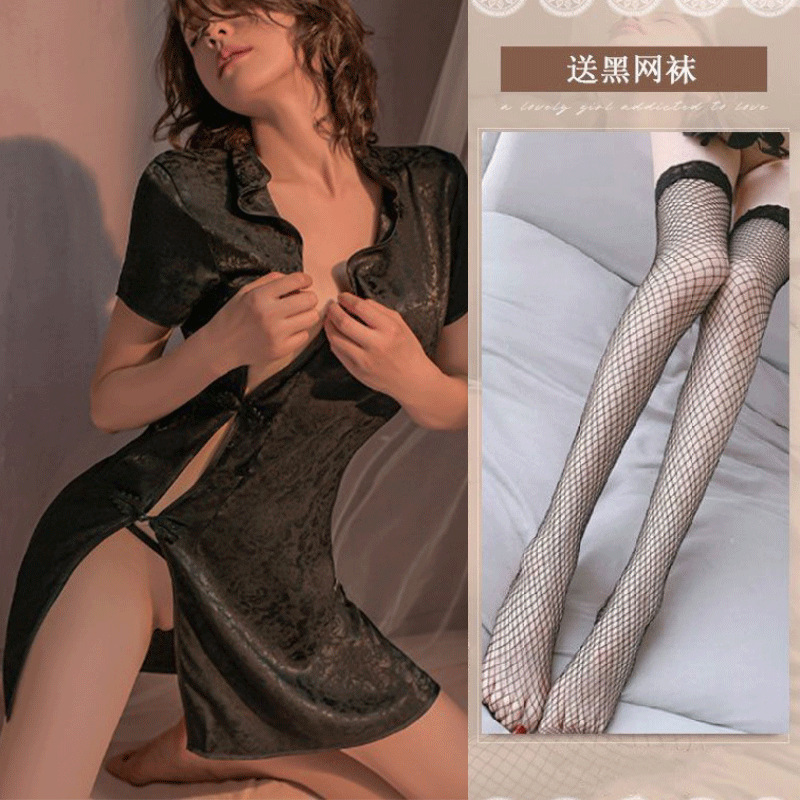 わらガールスタンドカラー改良されたチャイナドレスセクシーなランジェリーレトロジャカードプレートバックルスリット女性古代スタイルネグリジェ 1037