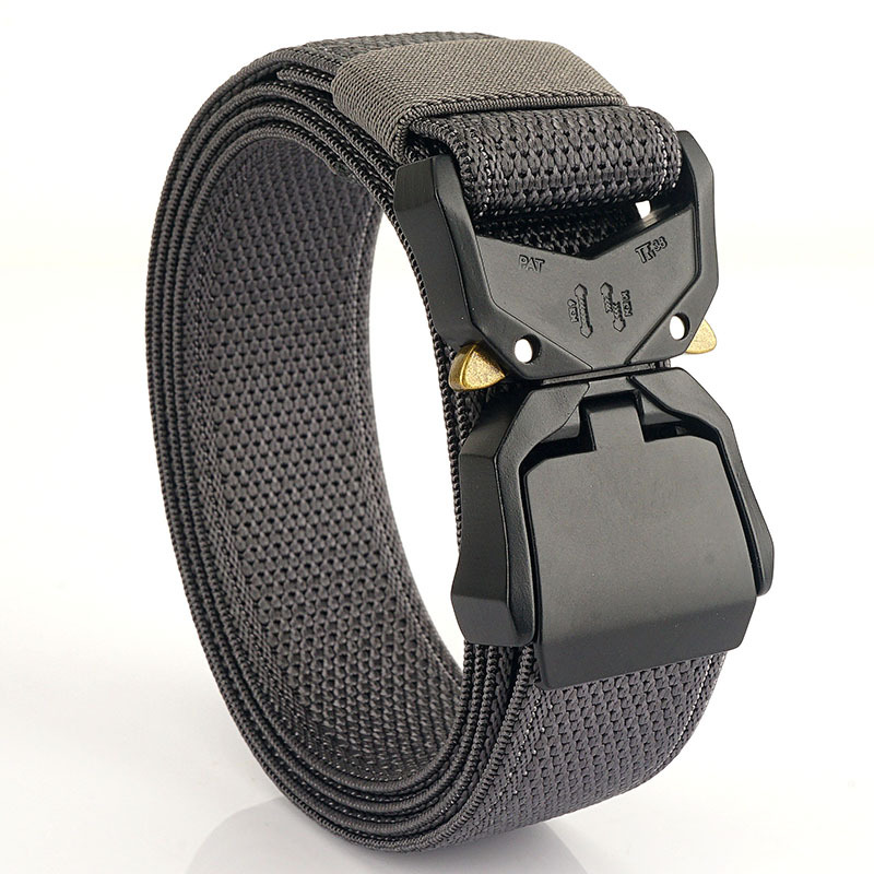 Nuevo cinturón táctico de aleación de aluminio de los hombres de función rápida hebilla de nylon real elástico tejido pantalones de lona cinturón