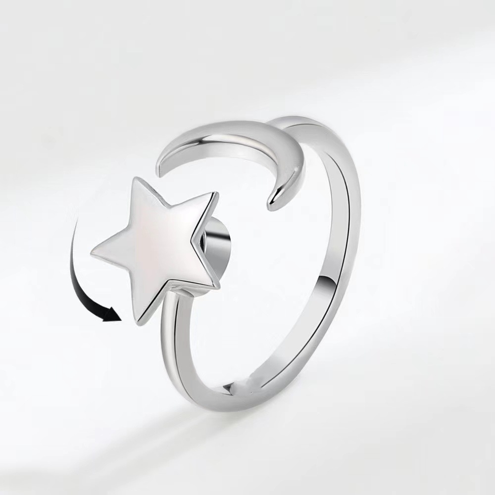 Fashion Star Moon Flower Copper Plating Inlay Zircon Open Ring 1 Piece