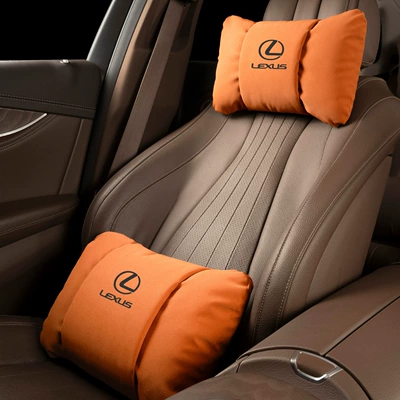 Es200Es300H/Rx/Nx/Ux/Ls/Lx Car Neck | Headrest - butterfly-style-love-horse-orange-lexus-headrest-lumbar-support-pair