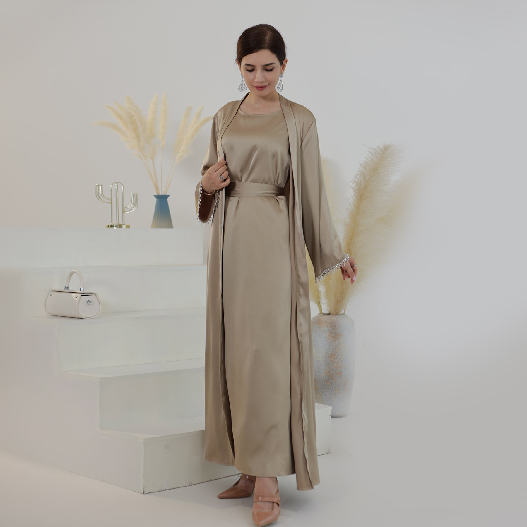 Women's Clothing Spring and Summer Daily Solid Color Beaded Dress_voghion.com