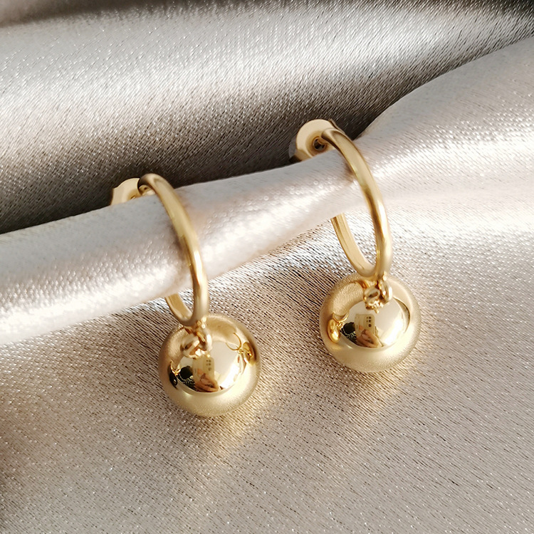 1 Paire Style Simple Géométrique Incruster Le Cuivre Perles Artificielles Agate Plaqué Or 14K Boucles D'oreilles display picture 3
