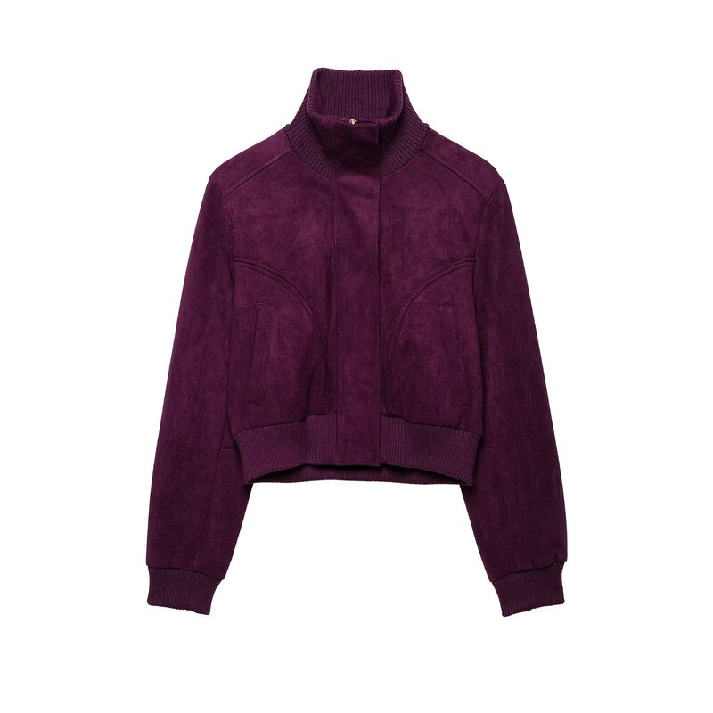 TAOP&ZA Women's Clothing 2026 Summer New Fashion Casual Suede Stand Collar Jacket 8372286 TAOP&ZA Women's Clothing 2026 Summer New Fashion Casual Suede Stand Collar Jacket 8372286