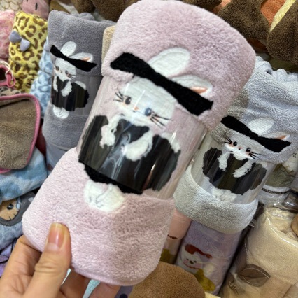 coral cartoon cute dry towel for home use for face washing