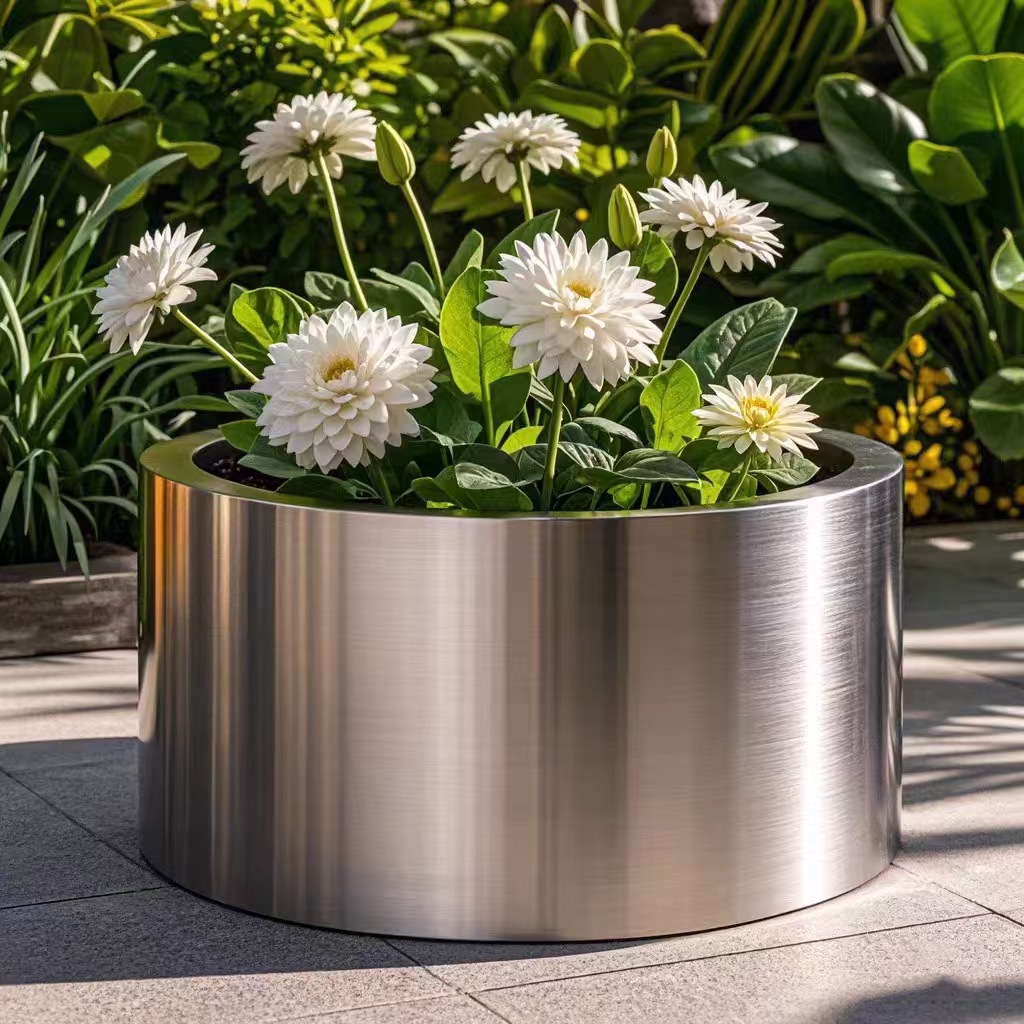 Caja de flores de balcón combinación de maceta de acero inoxidable terraza caja de plantación de tarjetas de escalones barandilla diseño gratuito caja de flores exclusiva