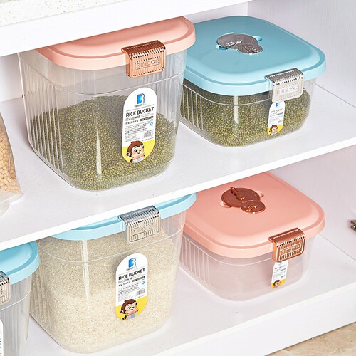 Kitchen plastic sealed 50 catties rice bucket household moisture-proof and insect-proof with lid 30 catties rice jar 10 catties flour sealed jar