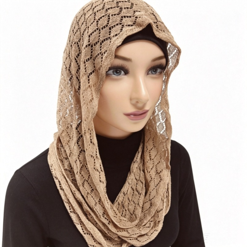 New Vintage Shiny Knit Women's Shawl Headscarf European and American Foreign Trade Malay Xinjiang Headscarf Veil Hat Scarf