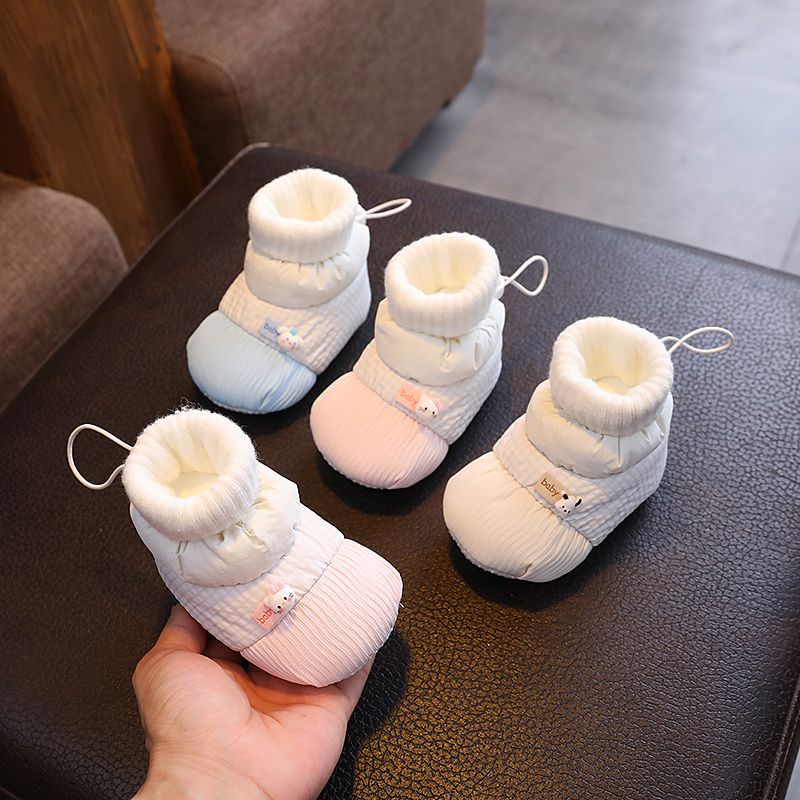 婴儿鞋子6-12个月秋冬季加绒保暖软底男女宝宝鞋学步鞋袜01岁防掉