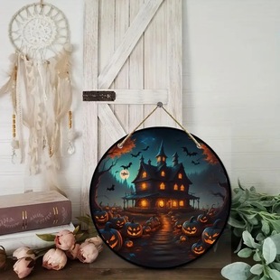 Cross-Border Festival Decoration Halloween Horror Haunted House Ghost Pumpkin Hanging Wooden Wall Decoration Bedroom Hanging Decoration