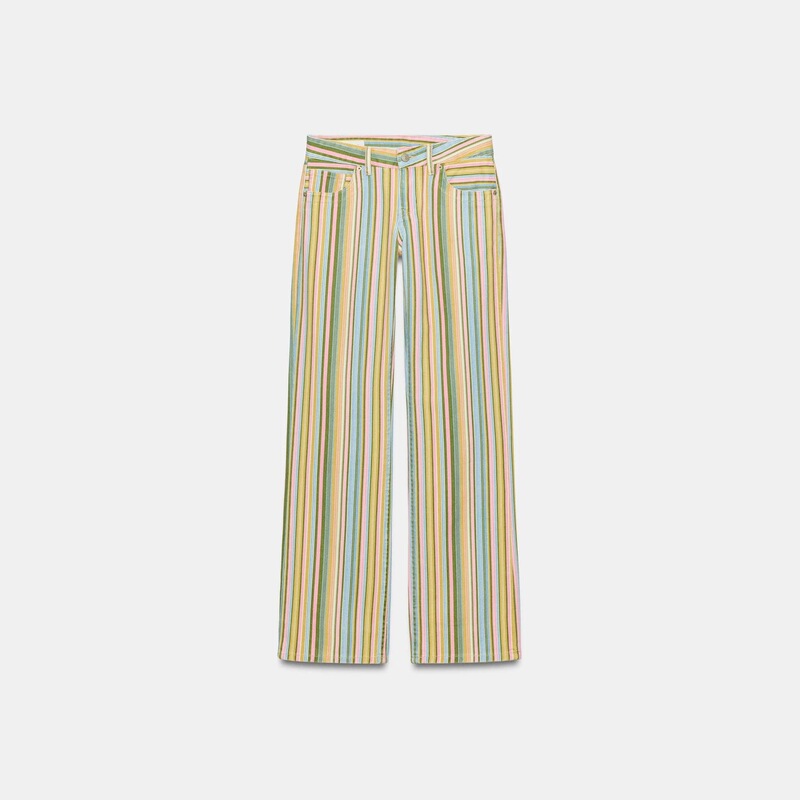 European and American cross-border women's clothing 2026 summer low-waist color-block striped sweet hot girl style straight-leg jeans
